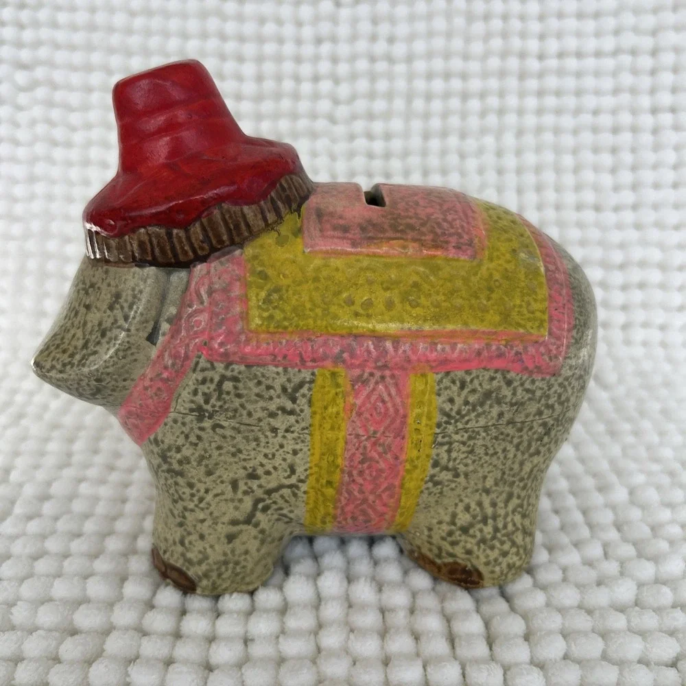 Vintage‎ MCM Arnart Piggy Bank Elephant Made in Japan Hand Painted